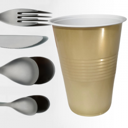 VASO GR. PLAST DORADO 16ONZ