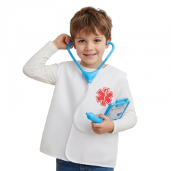 MANDIL DOCTOR C/ACCE CELESTE