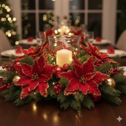 ADORNO FLOR ROJA ESCARCHADA