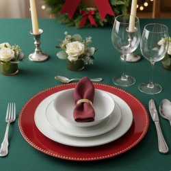 PLATO BASE ROJO FILO DORADO XU