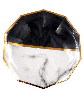 Plato Lux Negro Blanco N9 x8