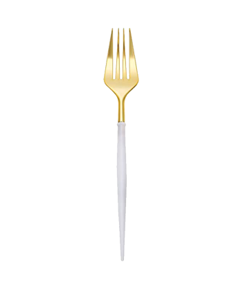 Tenedor Dorado/Blanco x12