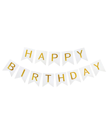 Banderín Happy Birthday Blanco Gr.