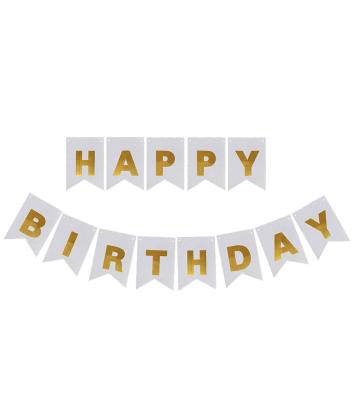 Banderín Happy Birthday Plata Glit.