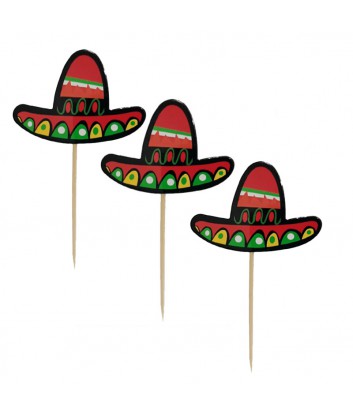 Pincho sombrero mexicano x6